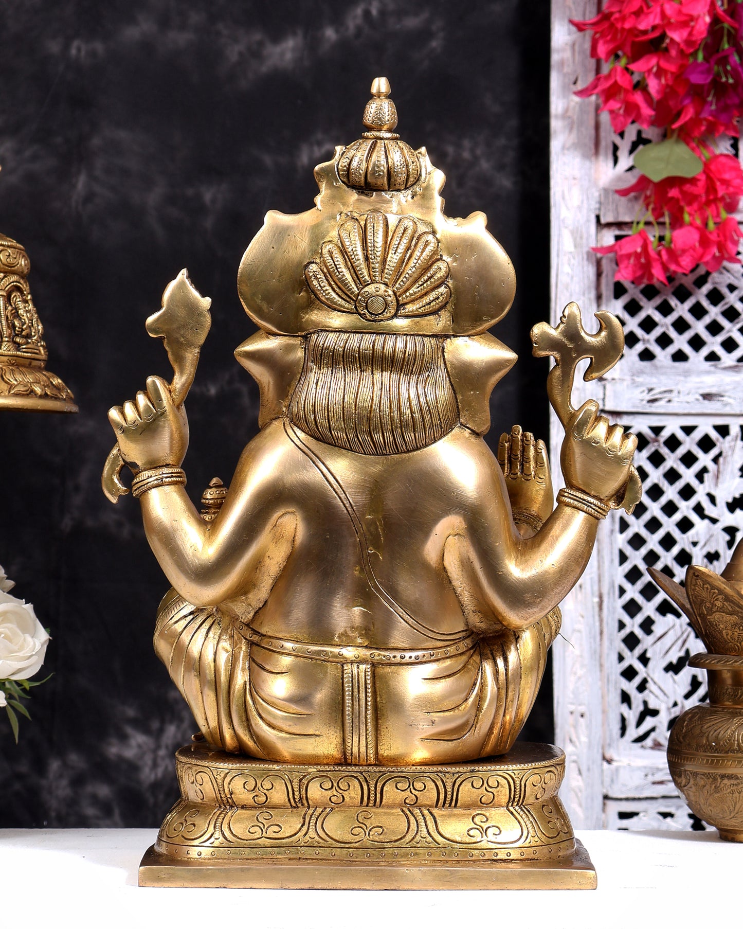 Ganesh Brass idol 16 inch enhanced carvings