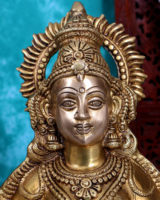 Brass Goddess Lakshmi Statue – Handcrafted Prosperity Idol 18 inch Enhanced carvings