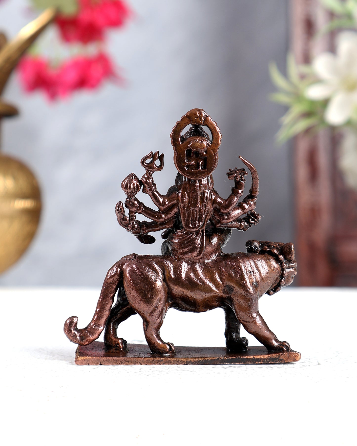 Pure Copper Goddess Durga Solid Idol