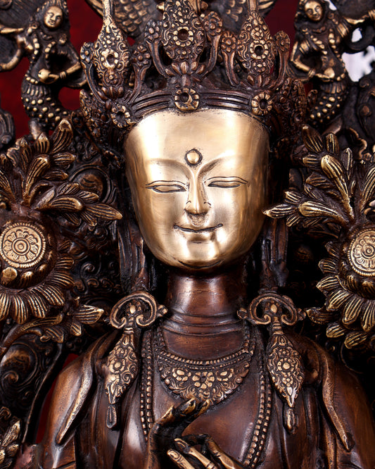 Brass Large Maitreya Buddha — Copper Tone 27 inch