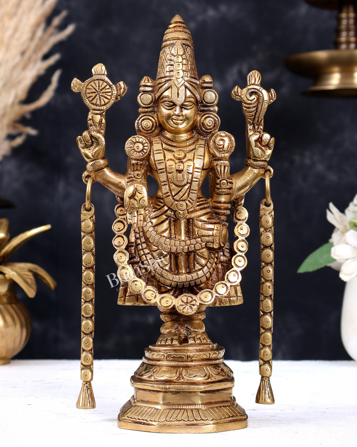 Premium Brass Tirupati Balaji and Goddess Padmavathi Idol Pair 9 inch