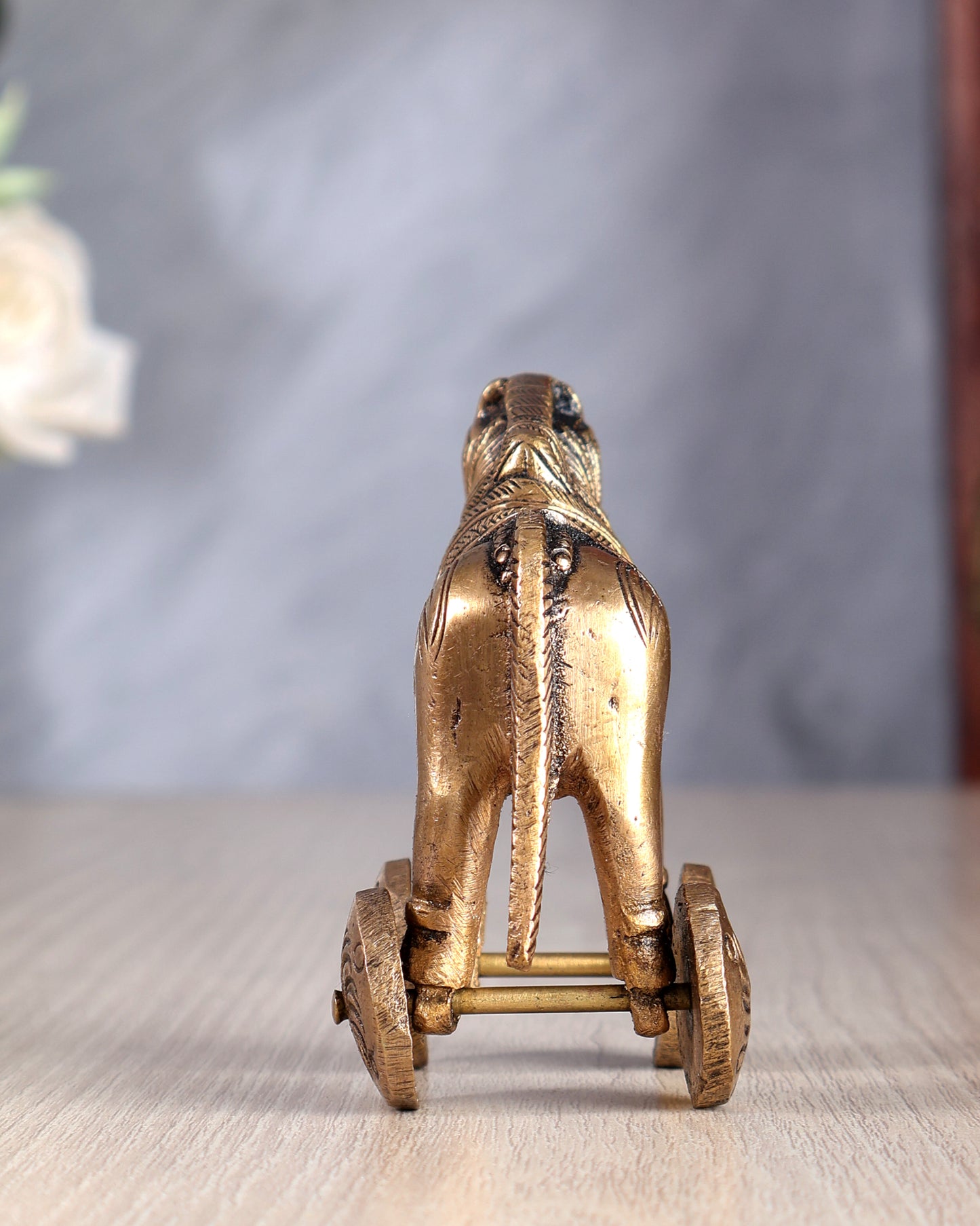 Brass Small Horse with Wheels – Traditional Showpiece & Ancient Toy 3.5 inch