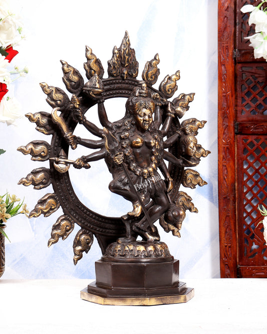 Balinese Bronze Fierce Dancing Kali Sculpture | Shamshana Kali on Skulls | Tantric Powerful Presence