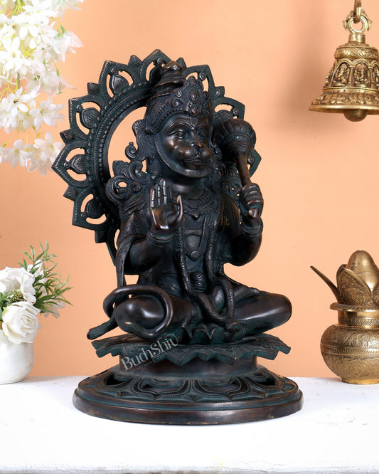 Lord Hanuman Statue - 18 inch Pure Brass Vintage finish