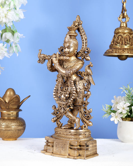 Brass Handcrafted Lord Krishna Idol 15 inches