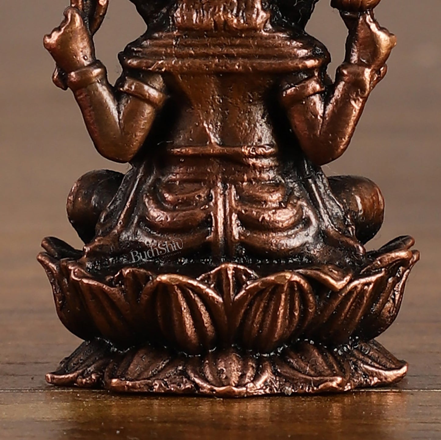 Small Pure Copper Ganapati on Lotus Idol | 2.5" - Budhshiv.com