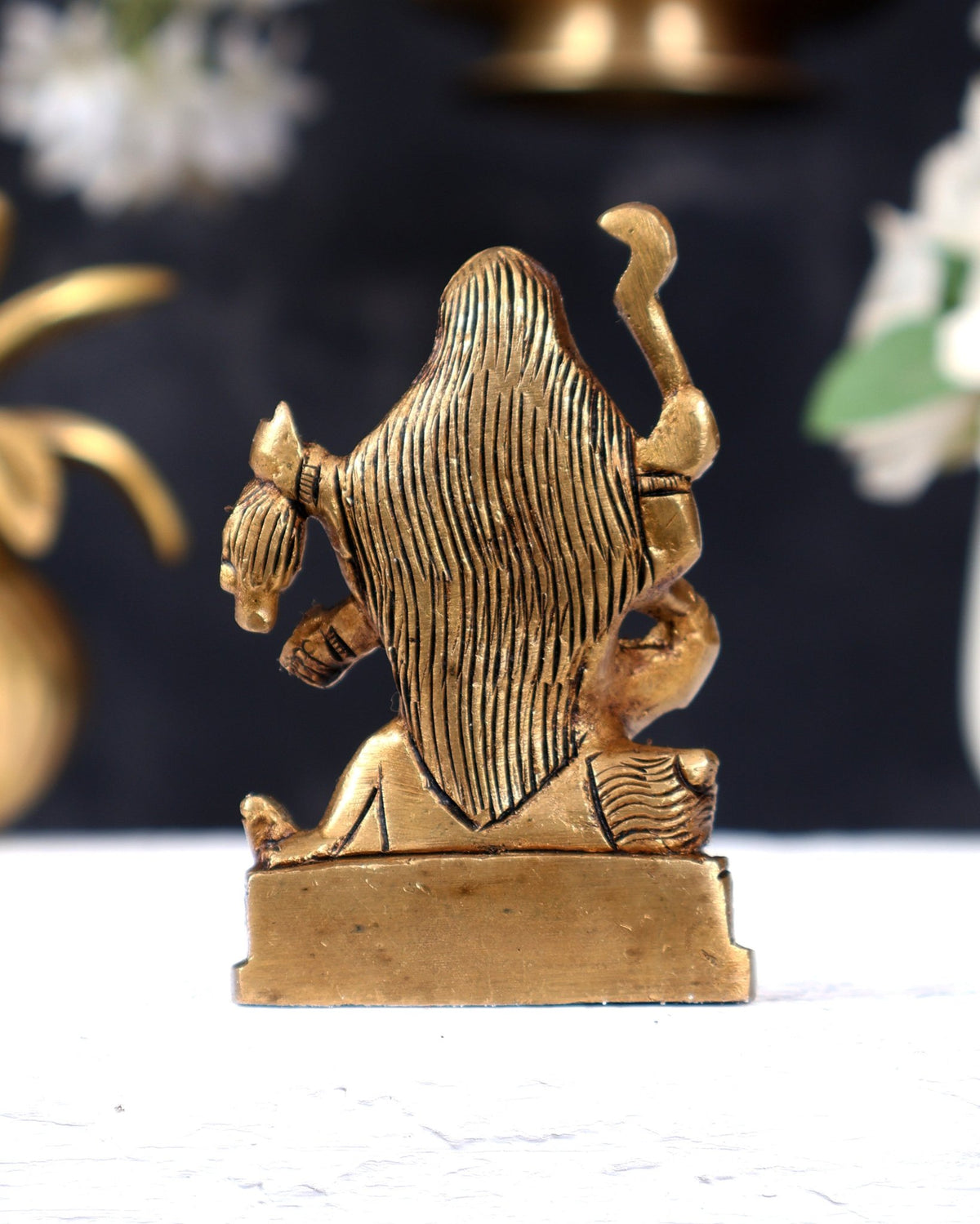 Solid Brass Superfine Goddess Kali with Four Arms Small Idol - 3" Height - Budhshiv.com