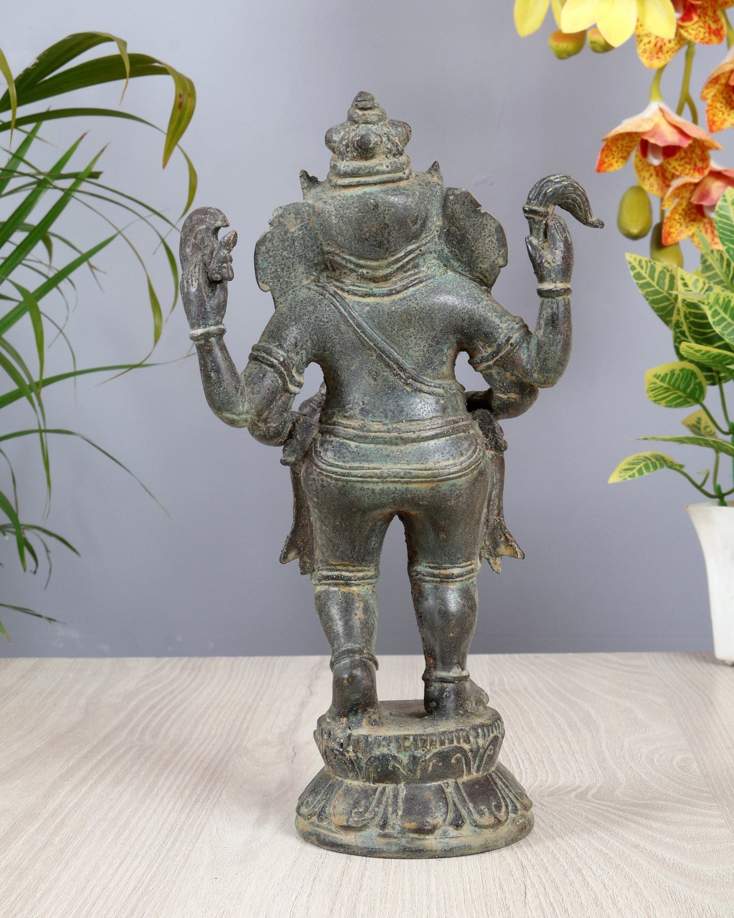 Standing Ganesha – Vintage Bronze Sculpture, Balinese Artistry 11.5" - Budhshiv.com