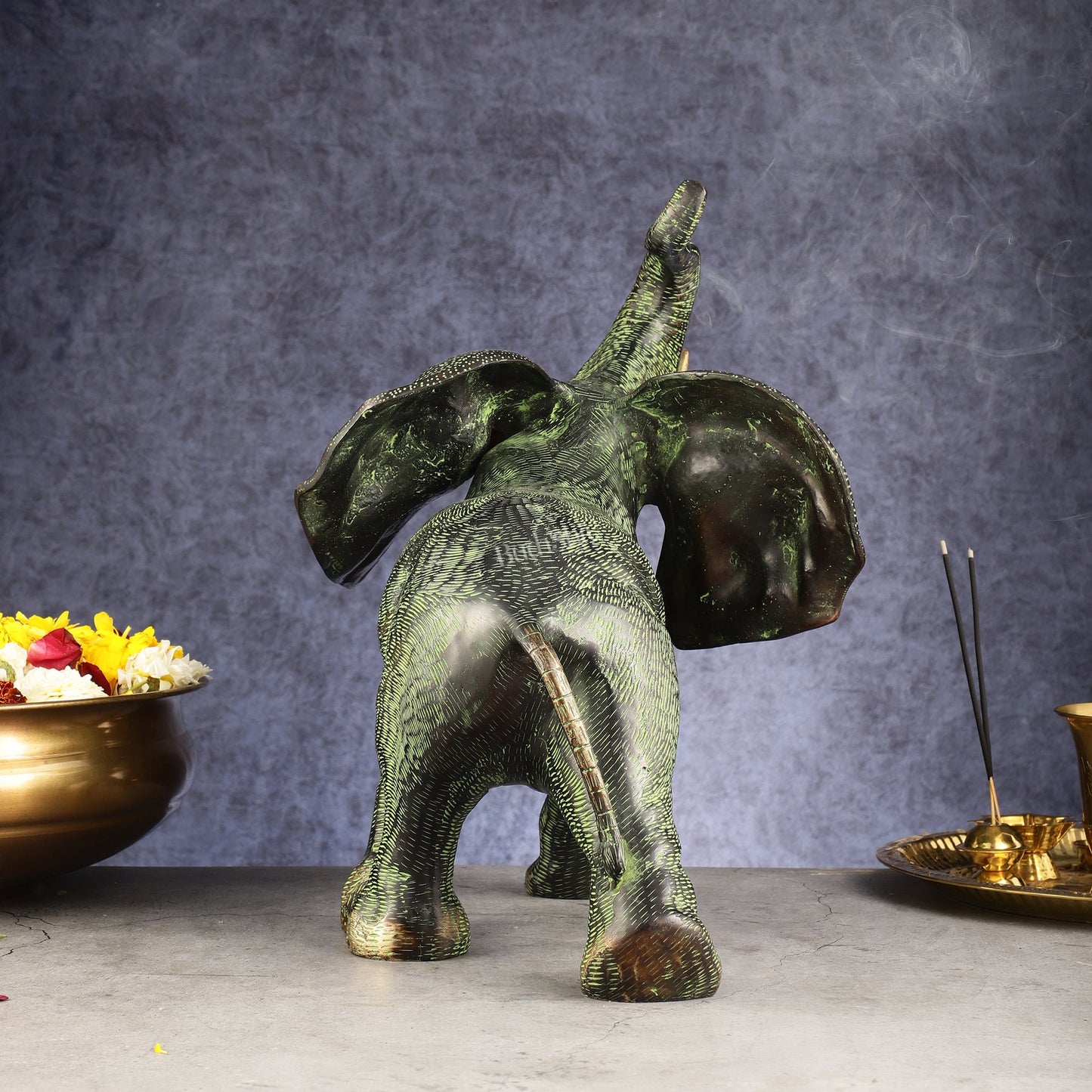 Superfine Antique Brass Ascending African Elephant Statue | BudhShiv Exclusive - Budhshiv.com