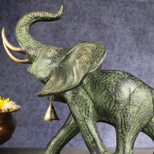 Superfine Antique Brass Ascending African Elephant Statue | BudhShiv Exclusive - Budhshiv.com