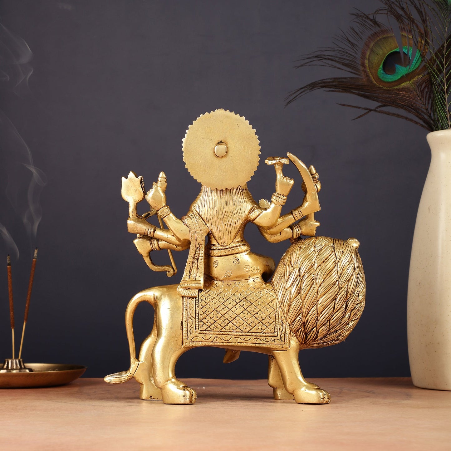 Superfine Brass Ashtbhuja Goddess Durga Idol 9" - Budhshiv.com