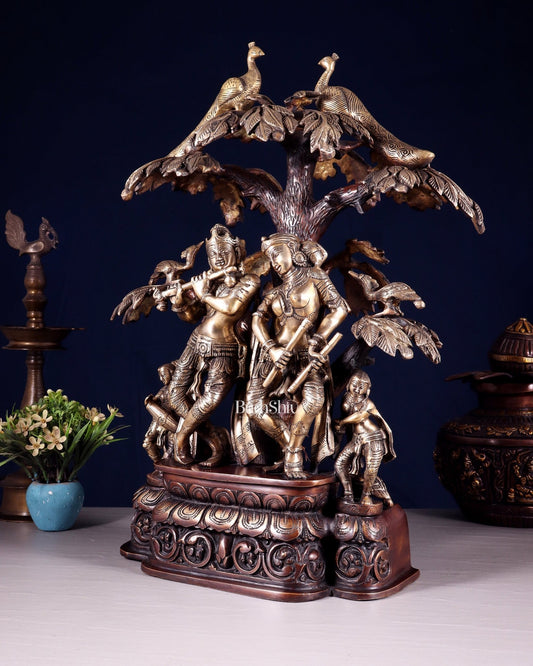 Superfine Brass dancing Radha Krishna Idol 24 inch dual tone - Budhshiv.com
