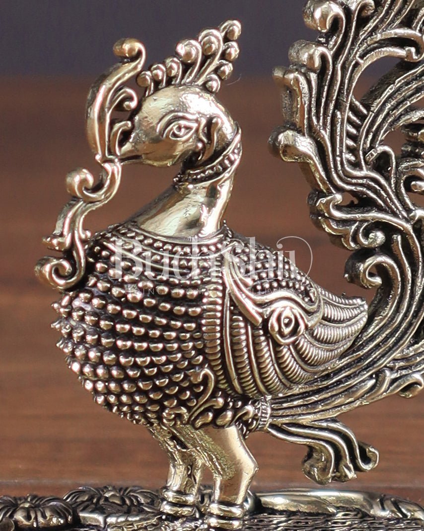Superfine brass Intricate Peacock Showpiece – 4" - Budhshiv.com