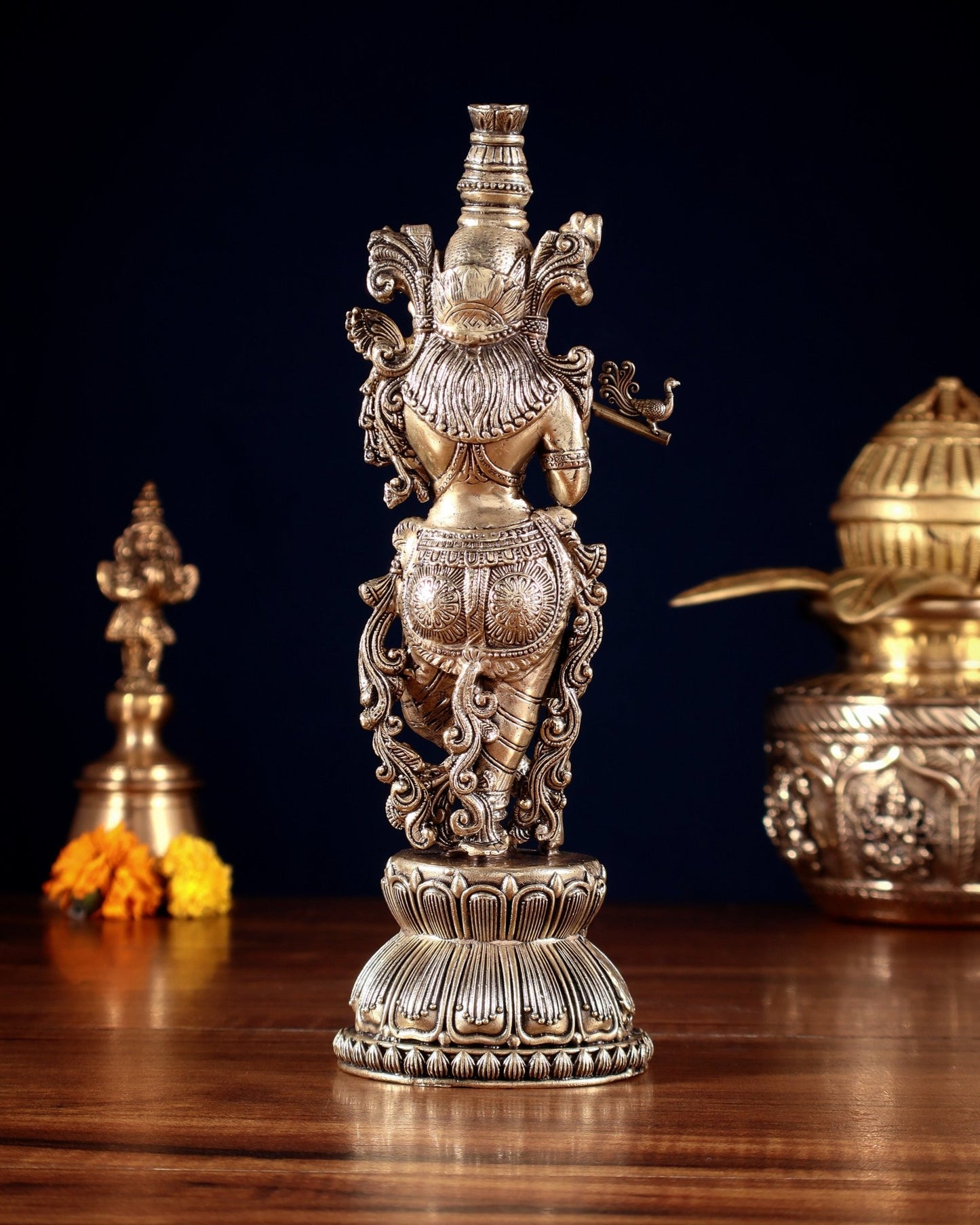 Superfine Brass Krishna Idol – 9” Height | - Budhshiv.com