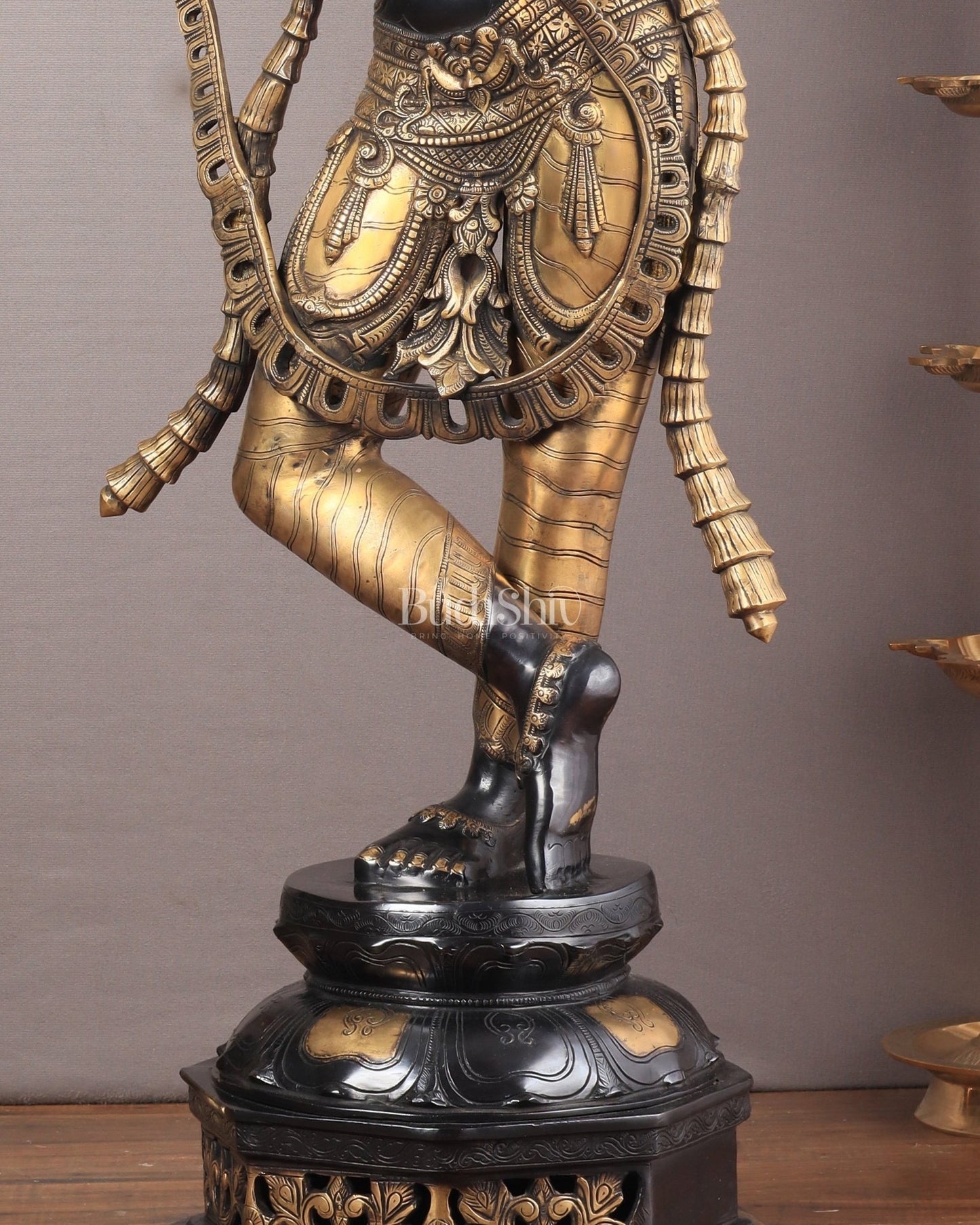 Superfine Brass Krishna Sculpture - 45 Inch Black edition - Budhshiv.com