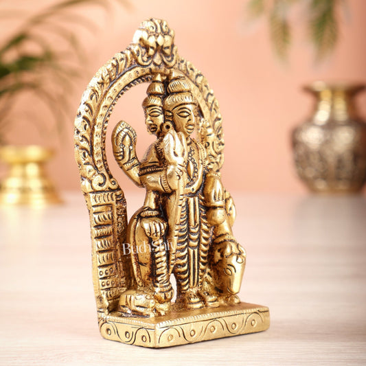Superfine brass Lord Dattatreya Guru Idol | Height 3.5 inch - Budhshiv.com