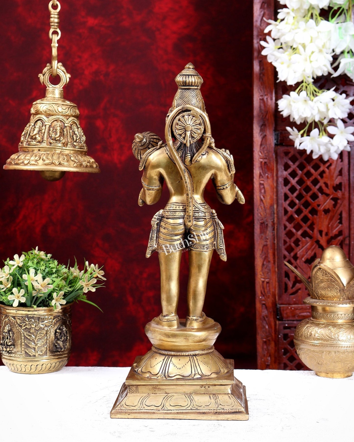 Superfine Brass Lord Hanuman Idol | 16.5 inch standing form - Budhshiv.com
