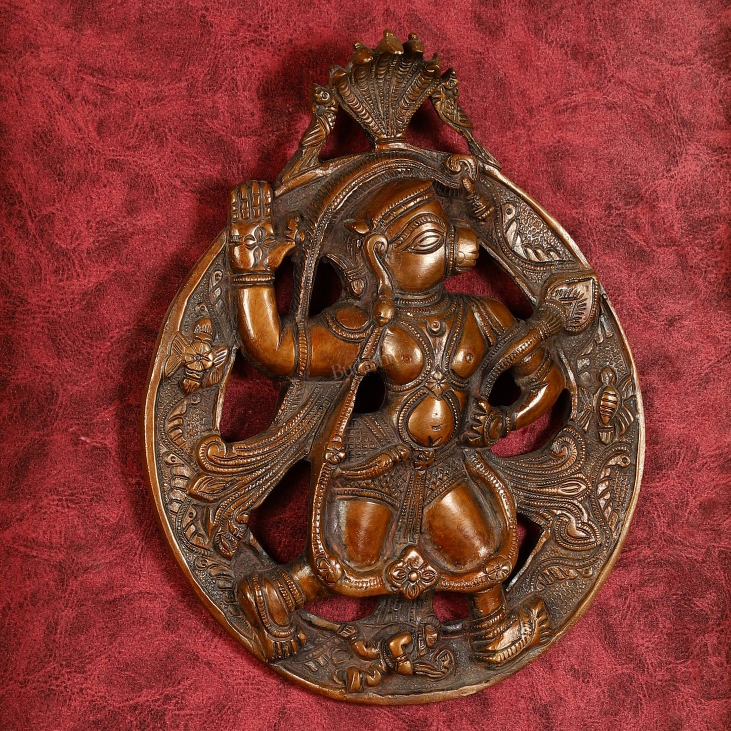 Superfine Brass Lord Hanuman Wall Hanging - 8.5 inch - Budhshiv.com