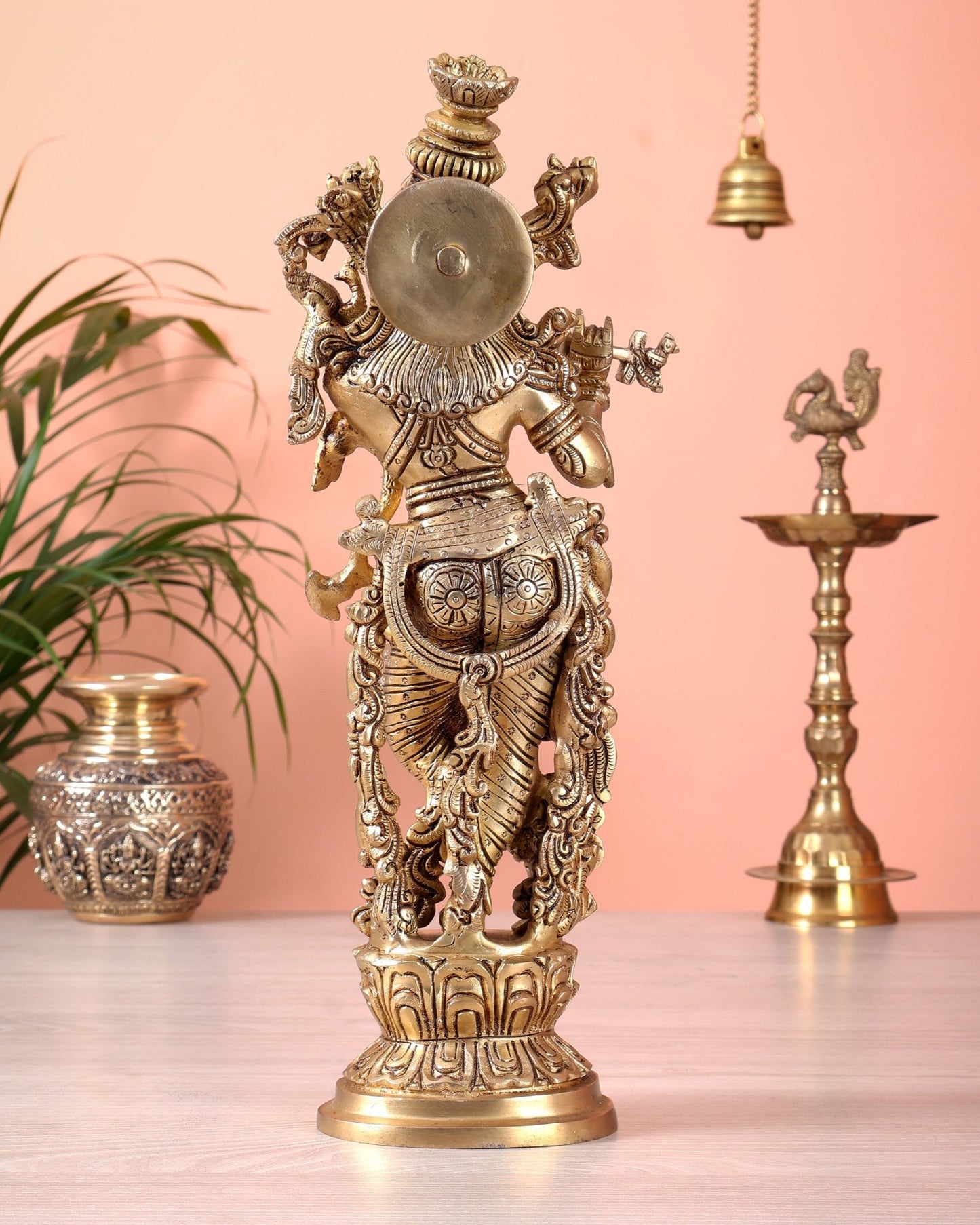 Superfine Brass Lord Krishna Idol Original statue - 14 inch - Budhshiv.com