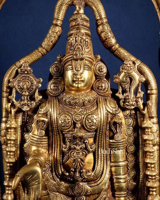 Superfine Brass Lord Tirupati Balaji Venkateshwara Swamy Idol | 37 inch - Budhshiv.com