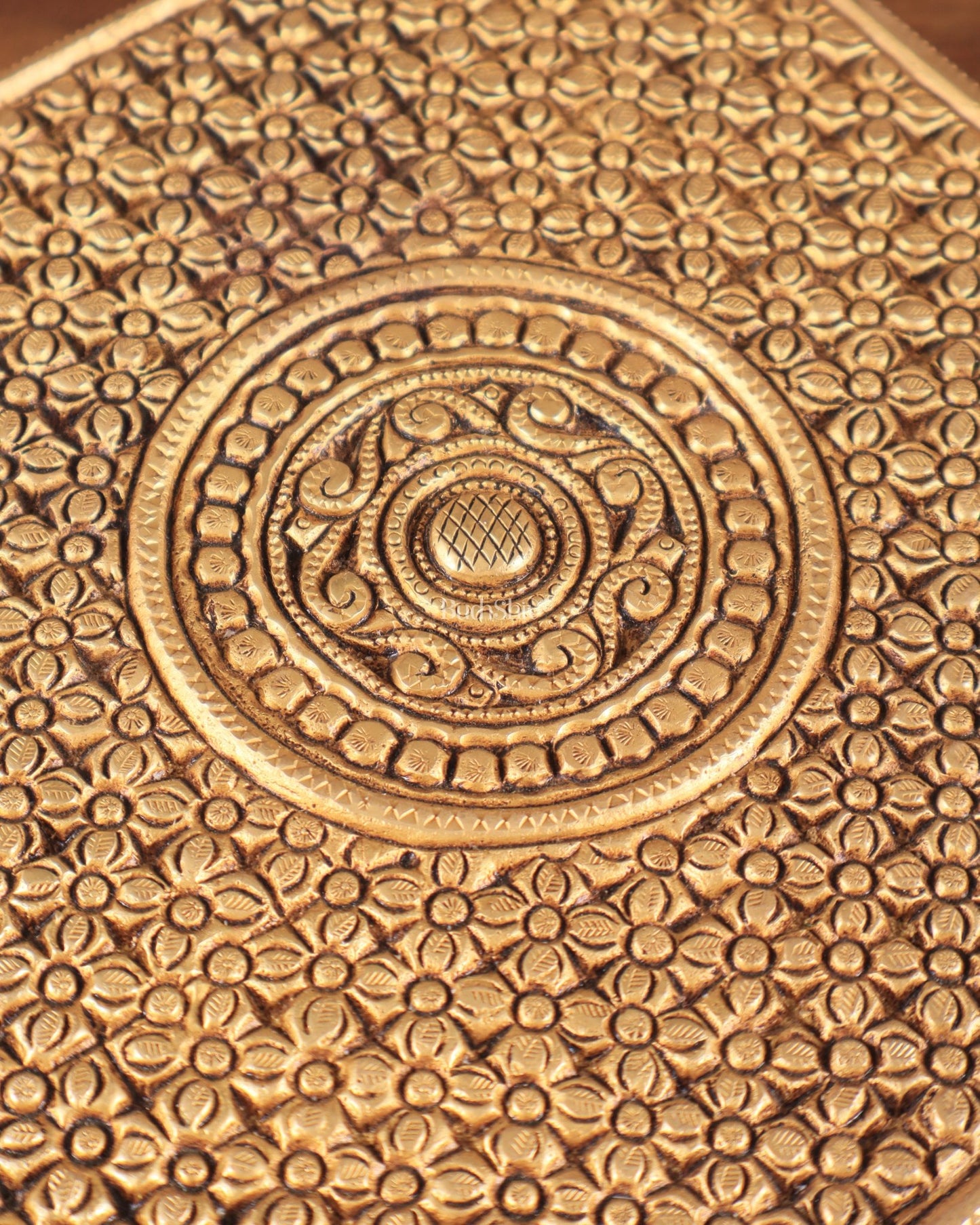 Superfine Brass Pooja Chowki Aasan for Temple - 8 x 8 inch - Budhshiv.com