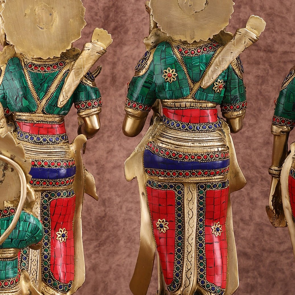 Superfine Brass Ram Darbar Idols Set with Stonework | Divine Grace 20" - Budhshiv.com