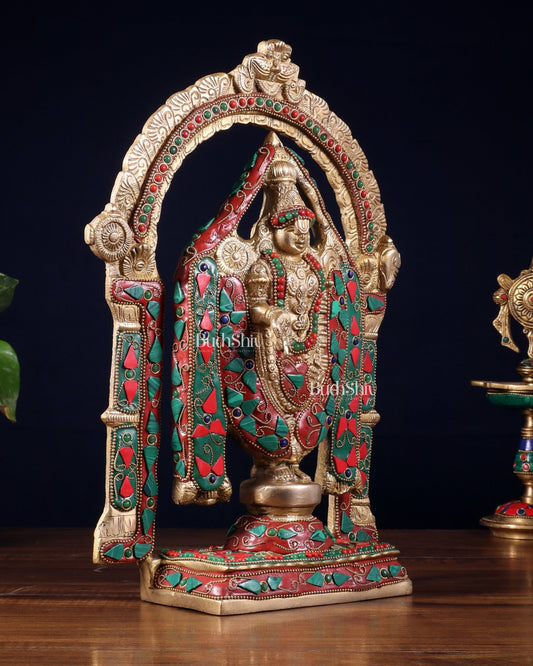 Superfine Brass Tirupati Balaji Lord Venkateshwara Swamy Idol - 13" - Budhshiv.com