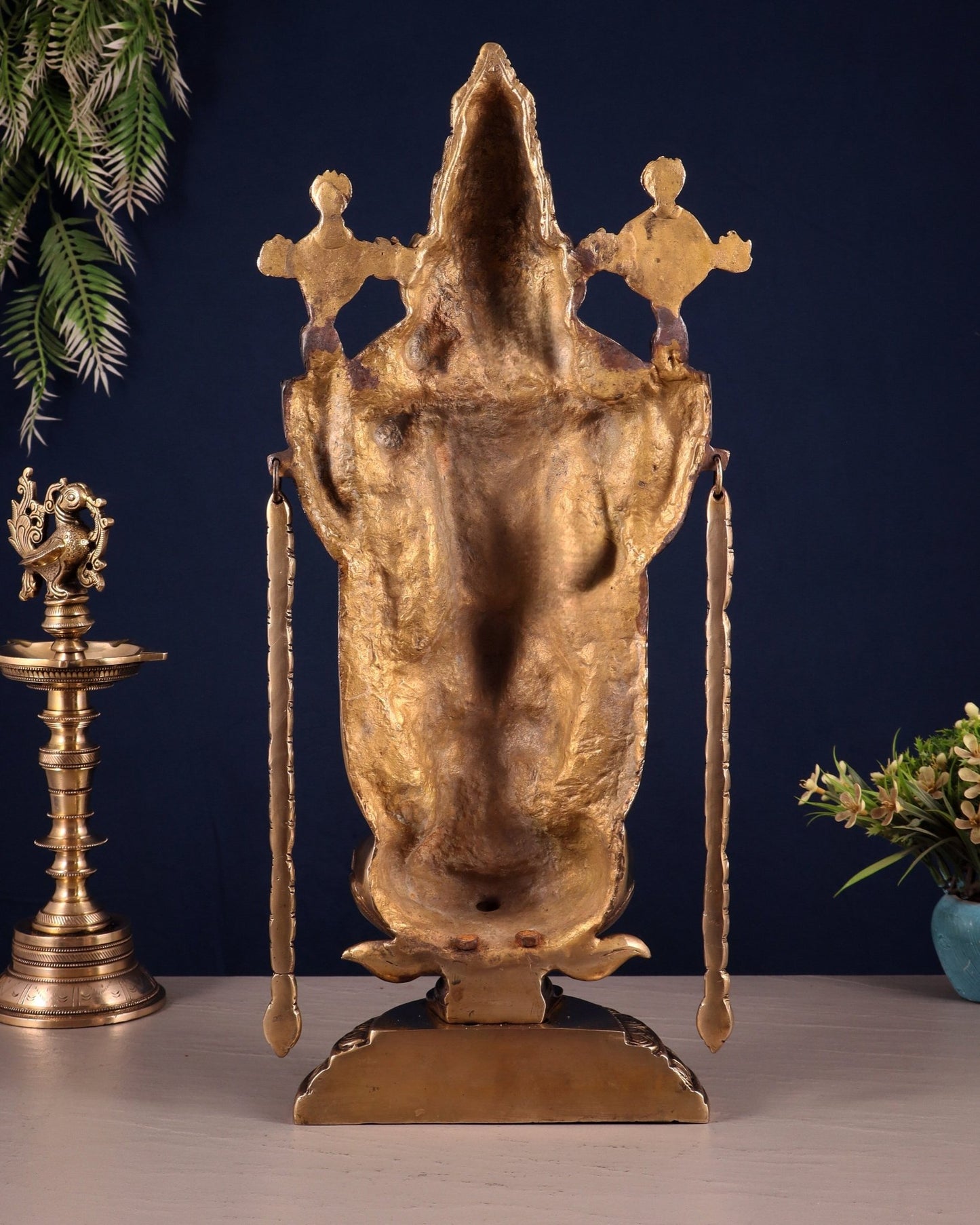 Superfine Brass Tirupati Balaji & Padmavati Idol | Antique Black & Gold Tone 20" - Budhshiv.com