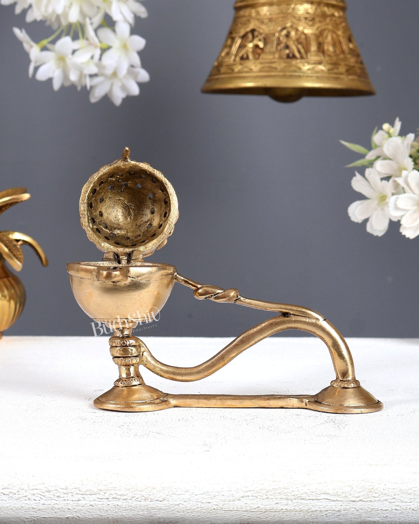 Traditional Brass Dhoop Burner – Heritage Design Incense Burner (5.7 Inches) - Budhshiv.com