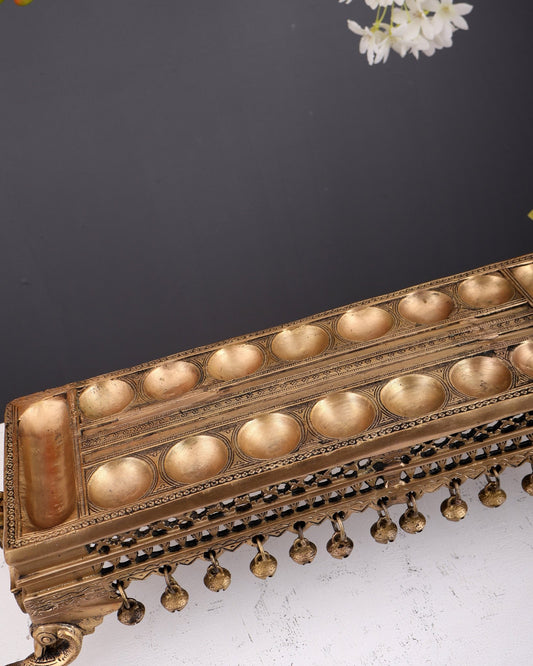 Traditional South Indian Pallanguzhi Brass Board with Wheels – Large Heritage Indoor Game - Budhshiv.com