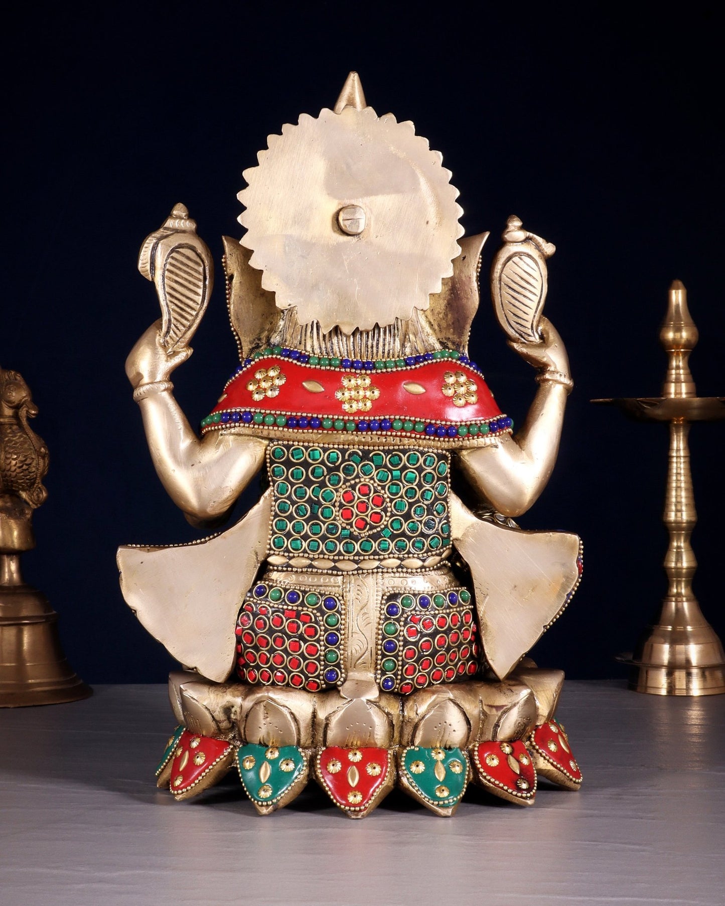 Unique Brass Lord Ganesha multicolour Statue - 11.5 Inch - Budhshiv.com