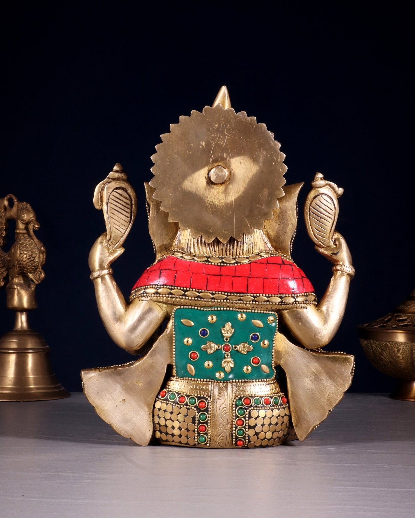 Unique Brass Lord Ganesha multicolour Statue - 9.5 Inch - Budhshiv.com