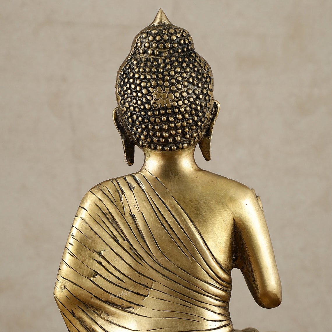 Unique Pure Brass Blessing Buddha Statue - 16 Inch - Budhshiv.com