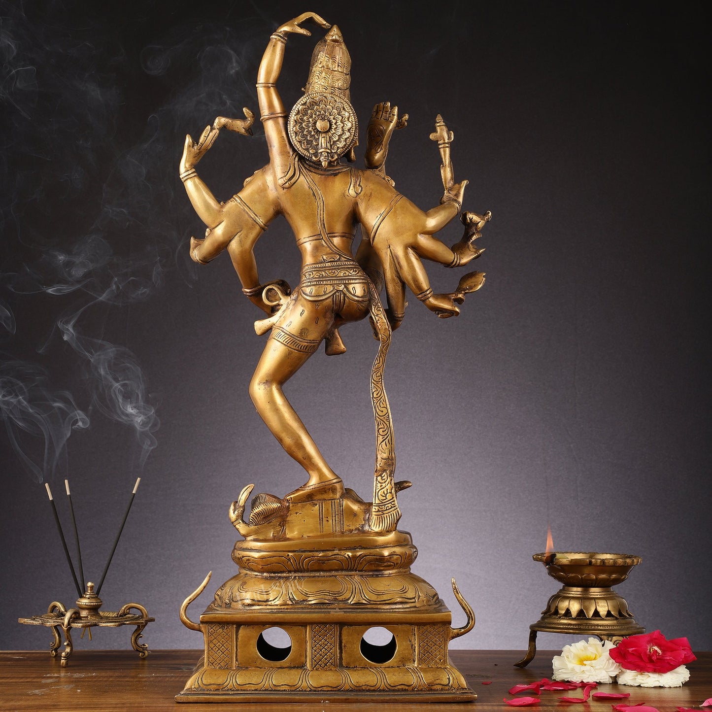 Urdhava Tandava Antique 26 - Inch Brass Tripurantaka Lord Shiva Statue - Budhshiv.com