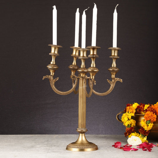 Victorian Style Brass Candle Holder | Height 14 inch - Budhshiv.com