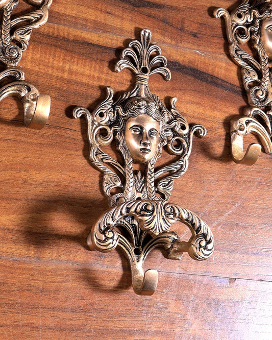 Victorian Vintage Brass Multipurpose Wall Hanging Hook 9 inch - Budhshiv.com