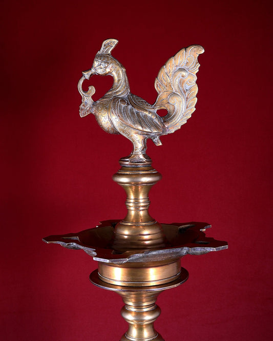 Vintage Brass Annam Pakshi Samai – Large Inauguration Oil Lamp 49.5 inch - Budhshiv.com