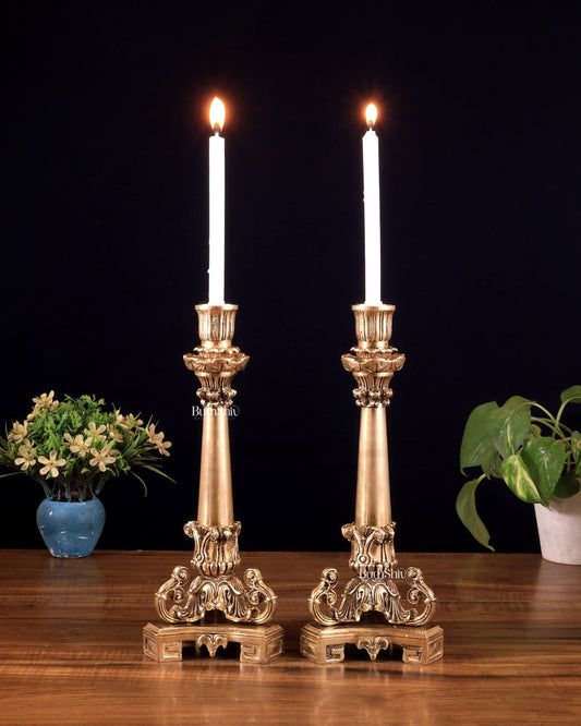 Vintage Brass Candle Stand – 11 Inch - Budhshiv.com