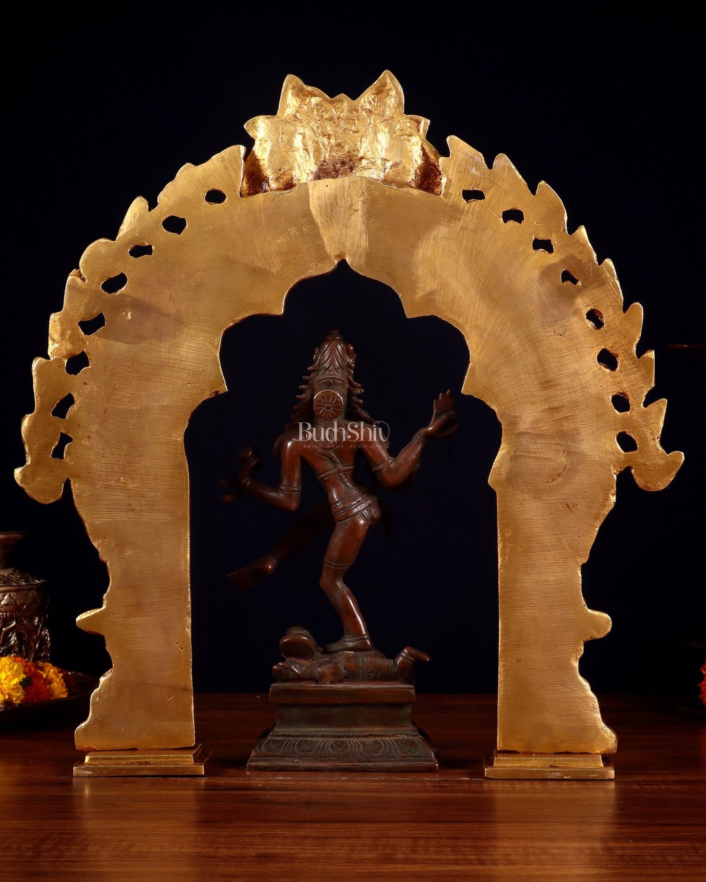 Vintage Brass Dancing Shiva with Prabhavali 17" - Budhshiv.com