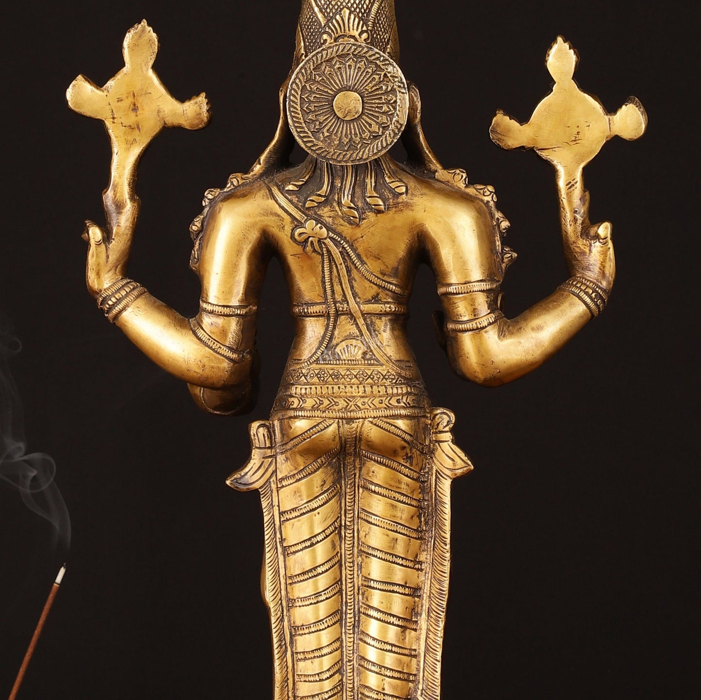 Vintage Brass Dhanvantari Sculpture - 20" Height - Budhshiv.com