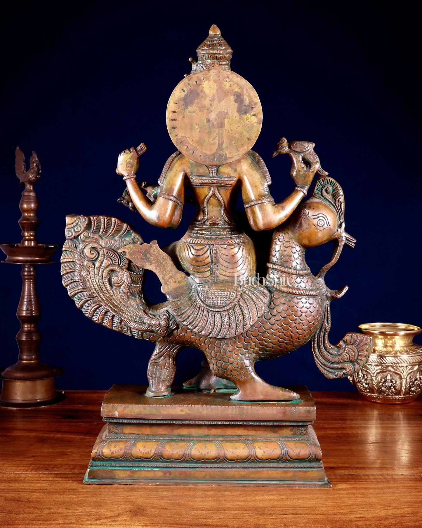 Vintage Brass Goddess Saraswati Statue - 20" Height | Chola touch - Budhshiv.com
