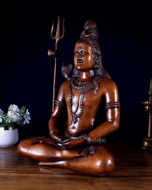 Vintage Brass Lord Shiva Statue | 20" Height - Budhshiv.com