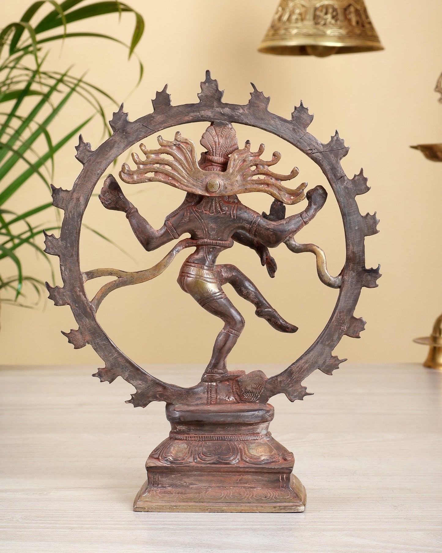 Vintage Brass Nataraja Sculpture – 9.2” red Sand Patina - Budhshiv.com