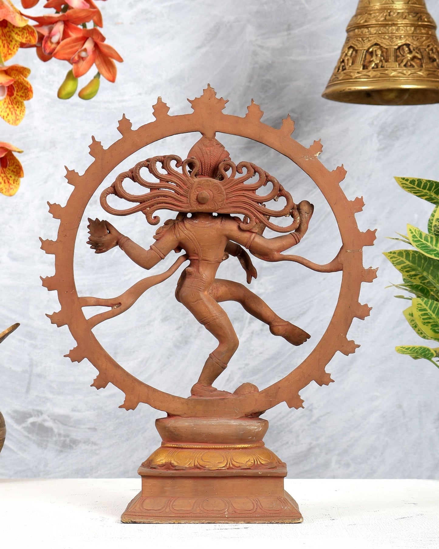 Vintage Brass Nataraja Statue Earthy tone 13 inch - Budhshiv.com