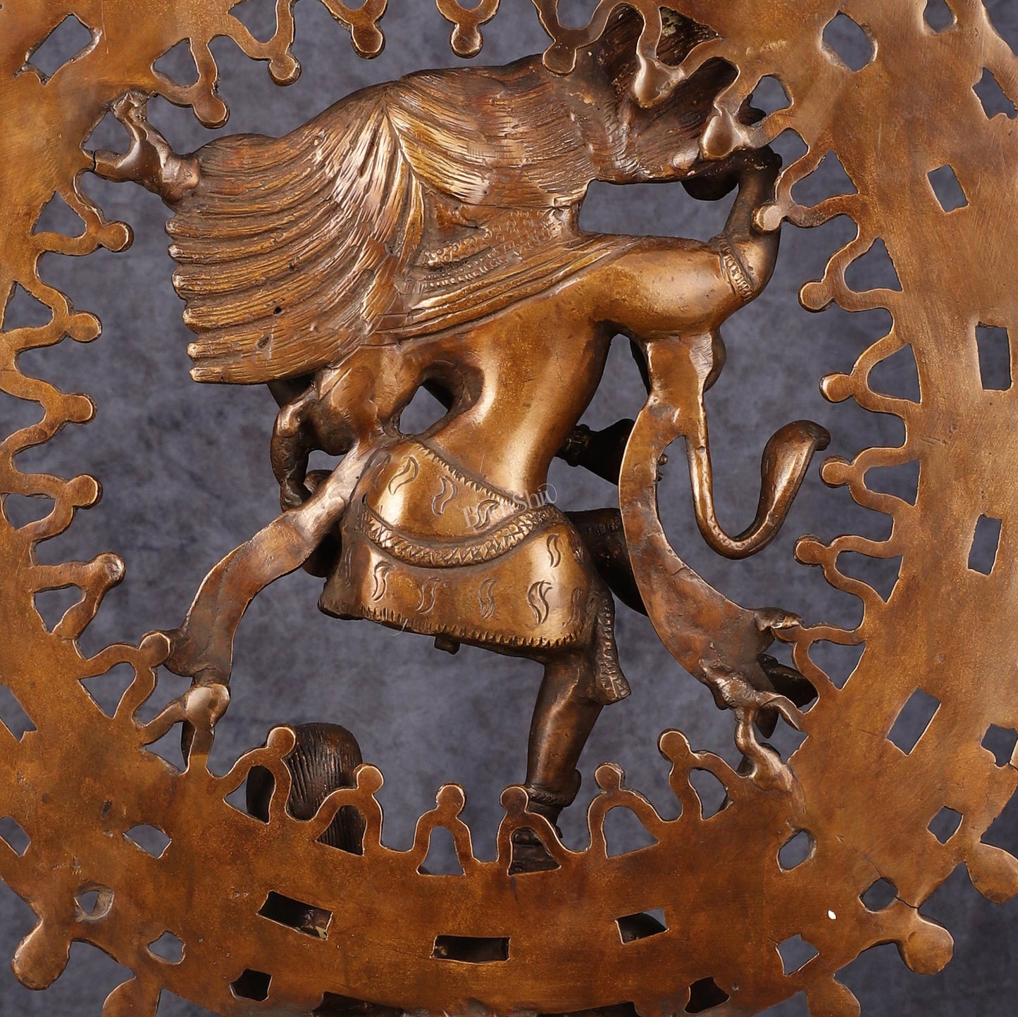 Vintage Brass Superfine Nataraja Statue with Beautiful Dreadlocks - 17" Divine Sculpture - Budhshiv.com