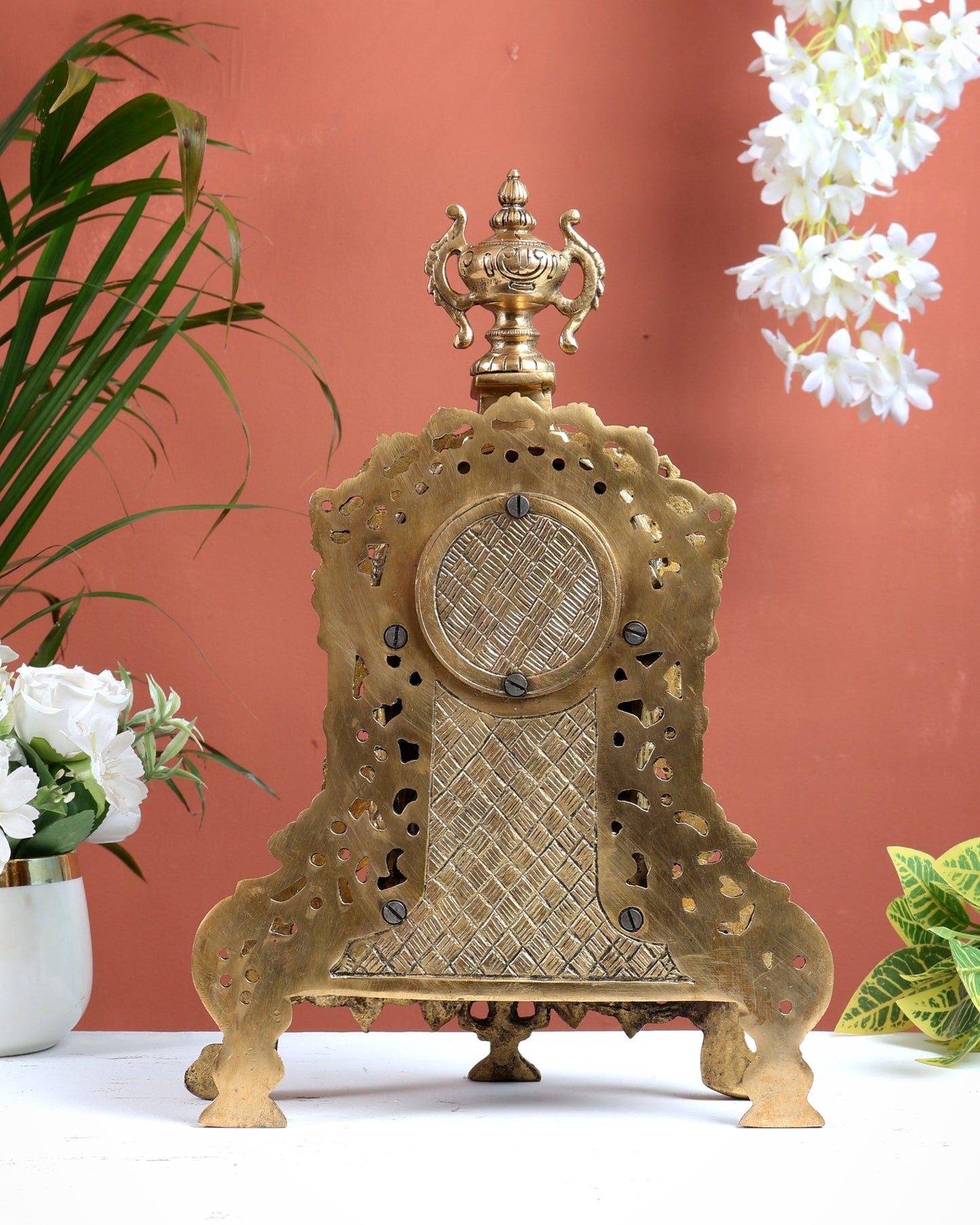 Vintage Brass Victorian Table Clock | 14” - Budhshiv.com