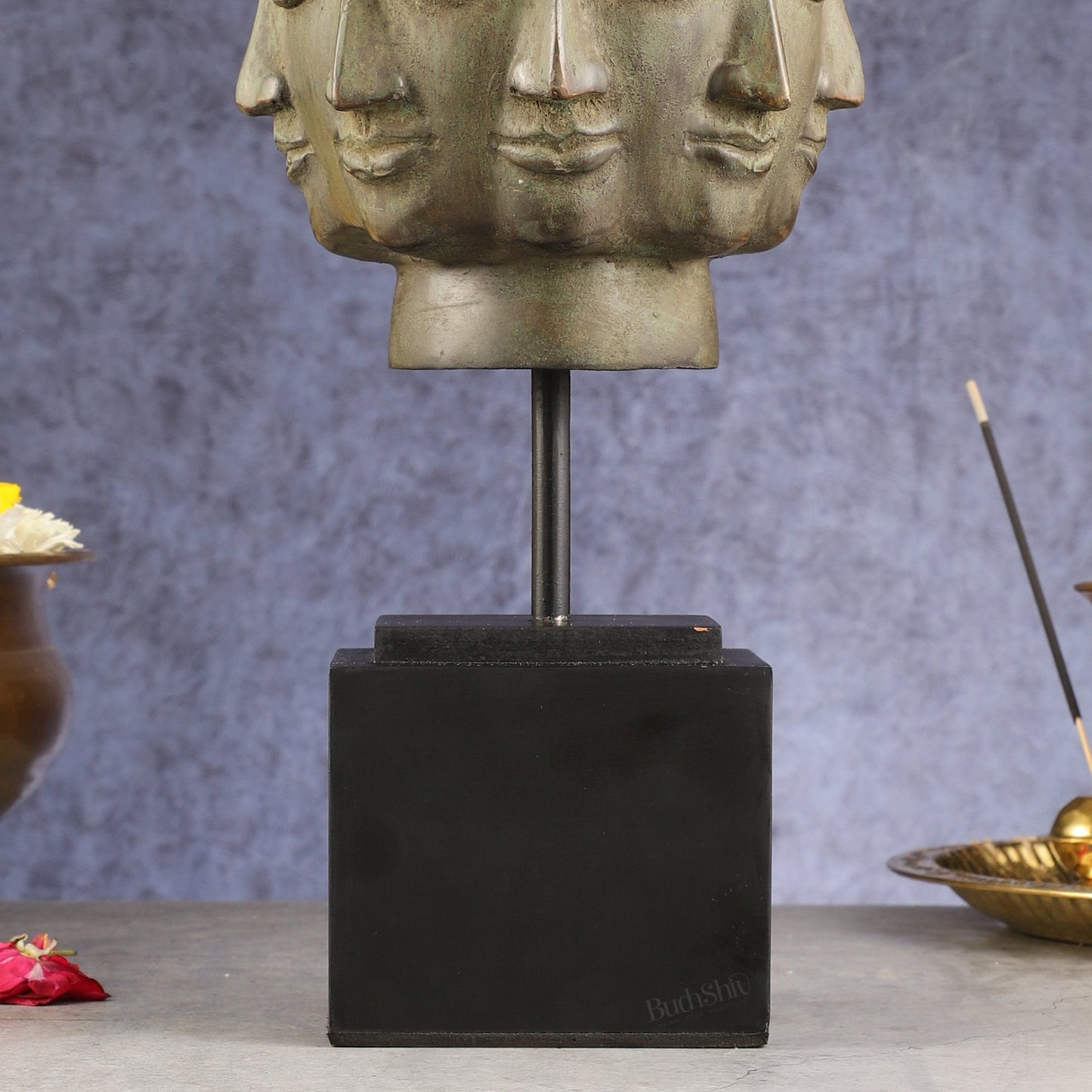 Vintage Indonesian Bronze Buddha Bust Table Accent 14.5 inch - Budhshiv.com