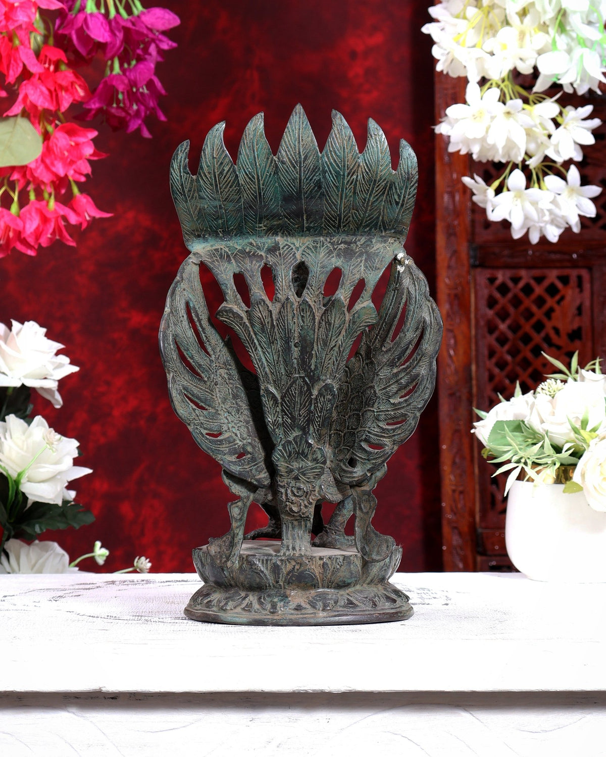 Vintage Indonesian Bronze Lord Vishnu Seated on Garuda Vahana Sculpture 12 inch - Budhshiv.com