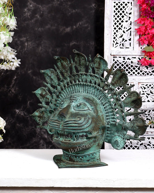 Vintage narasimha face Mask - Bronze Lost Wax - 21 inch - Budhshiv.com