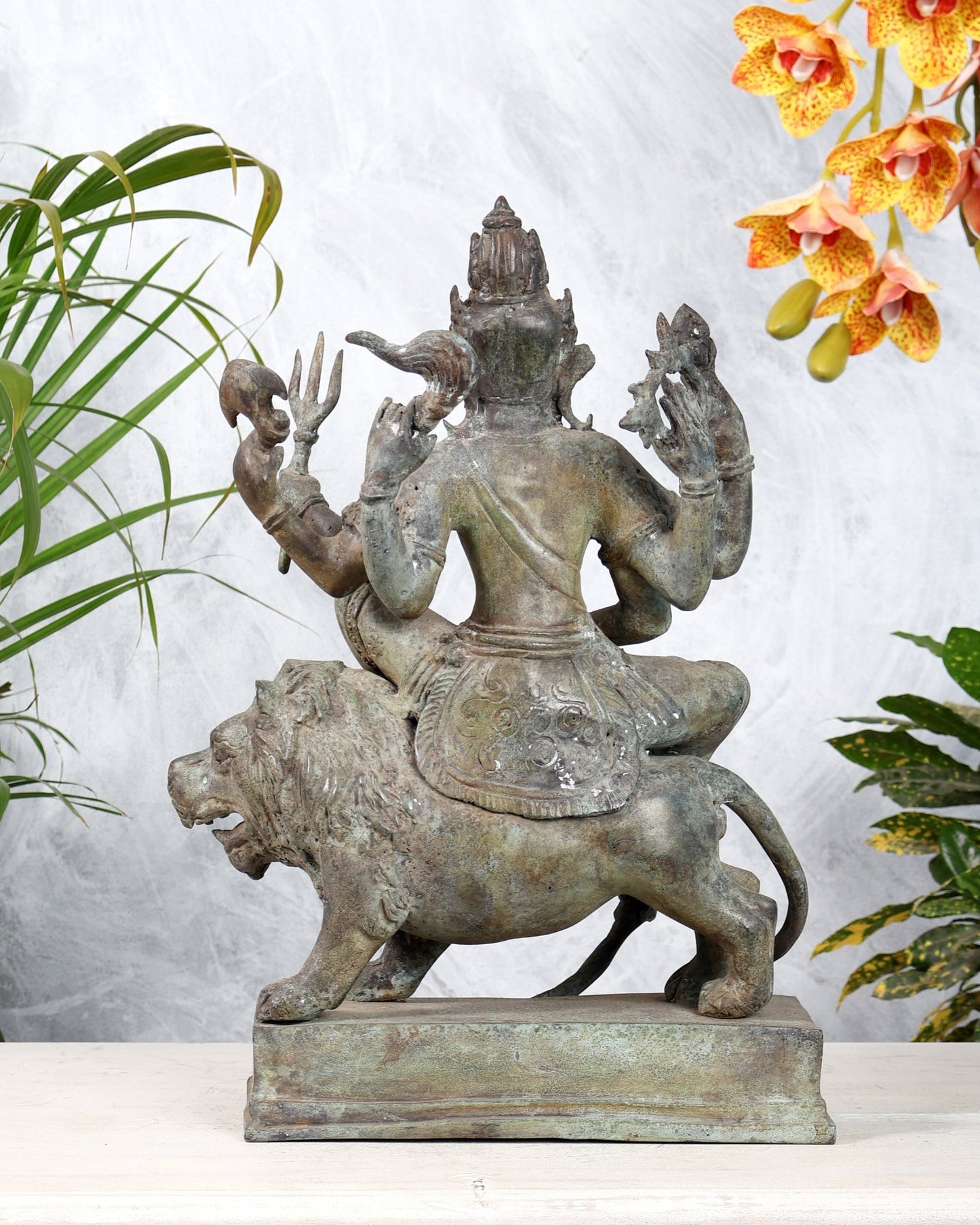 Vintage Shiva Seated on Lion Balinese Bronze Sculpture – Meditative Mahadev Artefact 15" - Budhshiv.com